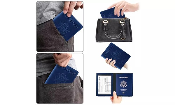 RFID Multi-function Passport Holder with CDC Vaccination Card Slot