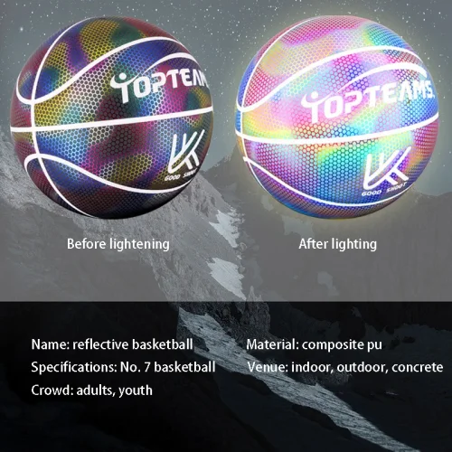 Holographic Glowing Reflective Basketball