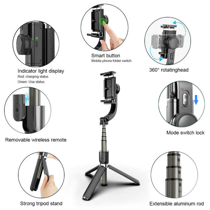 Extendable Selfie Stick Tripod with Detachable Bluetooth 4.0 Remote Shutter For Android iOS Phone