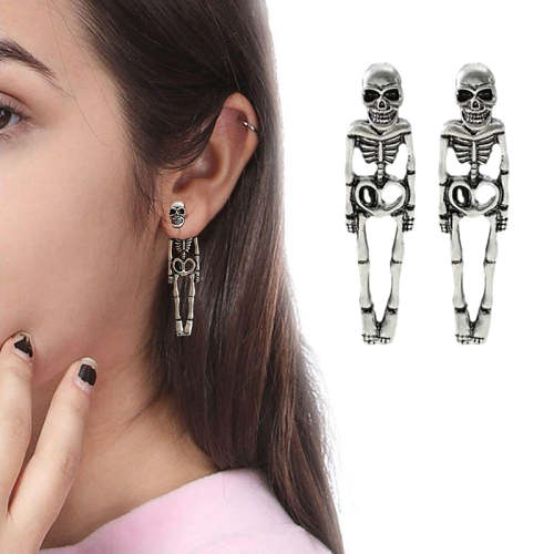 Ghostly Skeleton Exaggerated Punk Earrings