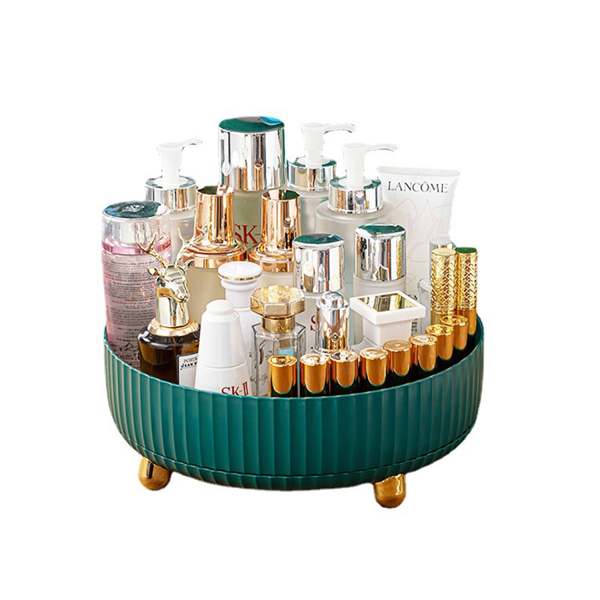 Makeup Organizer, 360 Degree Rotating Cosmetic Desktop Storage Display Case, Large Capacity Round Perfume Bowl, Fit for Jewelry, Brushes