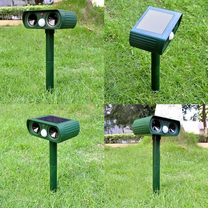 Solar Power Ultrasonic Animal Repellent Infrared Sensor Waterproof Animal Deterrent
