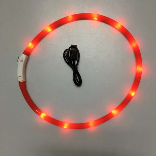 Pet Collar USB Rechargeable Night Safety Illuminated Dog Adjustable Silicone LED Collar