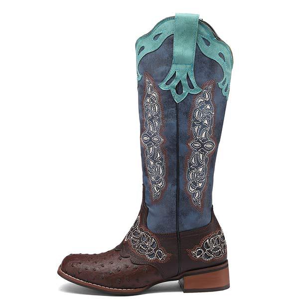 Women'S Embroidered Colorblock Rider Boots