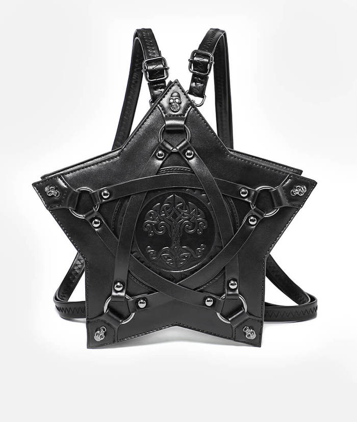 Black Crossbody Bag With Pentagram Shape