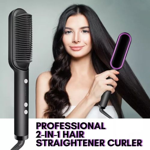PROFESSIONAL 2-In-1 Hair Straightener Curler Hot Air Comb