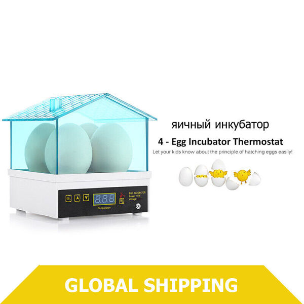 4 Eggs Fully Automatic Incubator Digital Poultry Hatcher Egg Turning LED Lamp