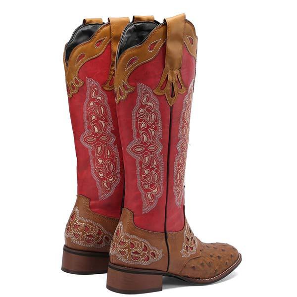 Women'S Embroidered Colorblock Rider Boots