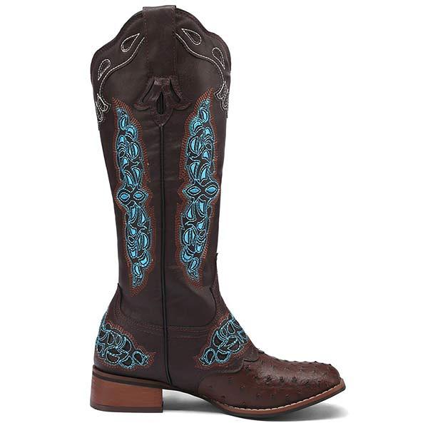 Women'S Embroidered Colorblock Rider Boots