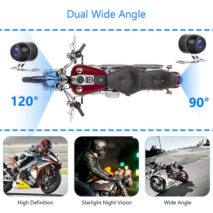 Waterproof Motorcycle Dash Cam Front And Rear