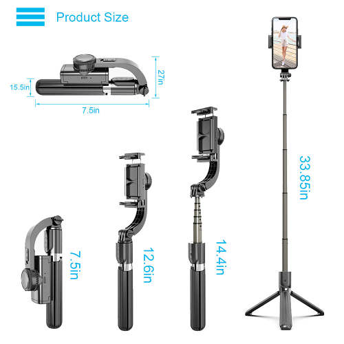 Extendable Selfie Stick Tripod with Detachable Bluetooth 4.0 Remote Shutter For Android iOS Phone
