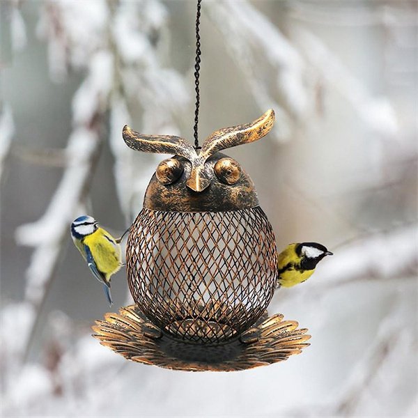 Vintage Iron Owl Bird Seed Feeder