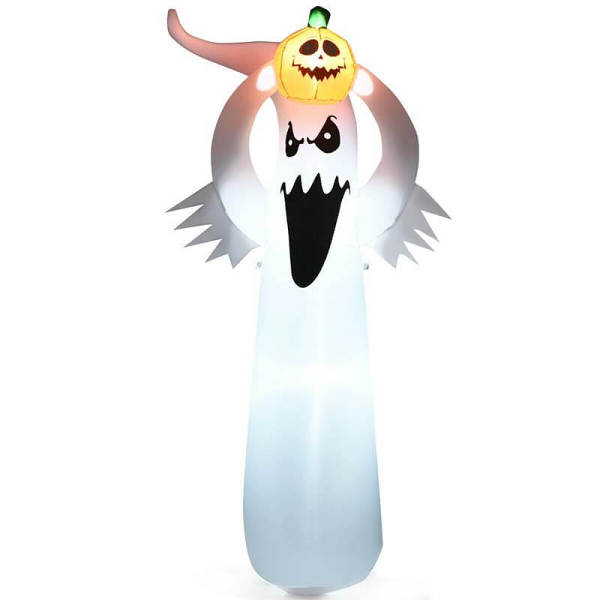 6Ft Halloween Inflatable Blow Up Ghost with Pumpkin and LED Lights