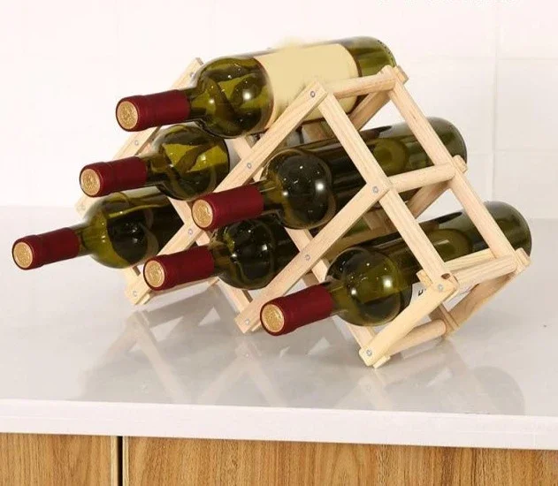 Foldable Wooden Wine Bottle Holder