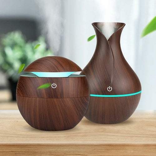 Air Humidifier Wood Grain with LED Lights Diffuser by Veasoon