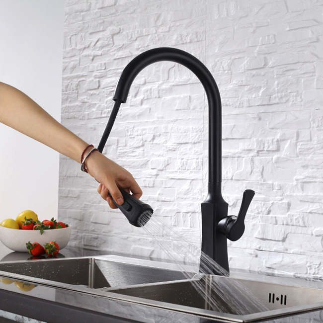 Sleek Black Kitchen Faucet