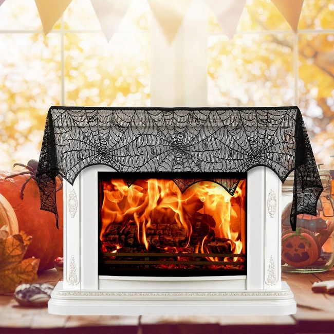 Halloween Decoration Black Lace Spiderweb