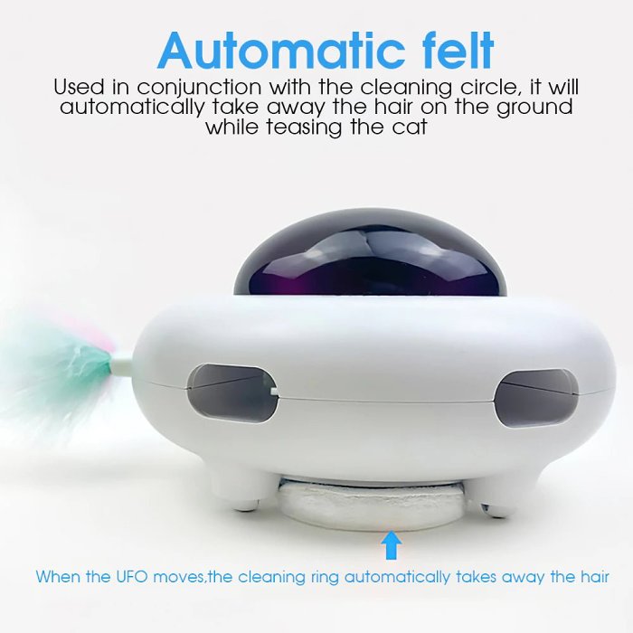 Smart UFO Interactive Cat Toy - Indoor Rotating Feather Electronic Toy with Smart Auto Shut-Off, Random Movement, and USB Charging