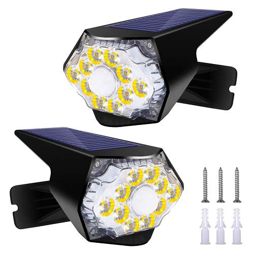 2pc Outdoor Solar Light Motion Sensor Spotlight Wireless Weatherproof Wall Light