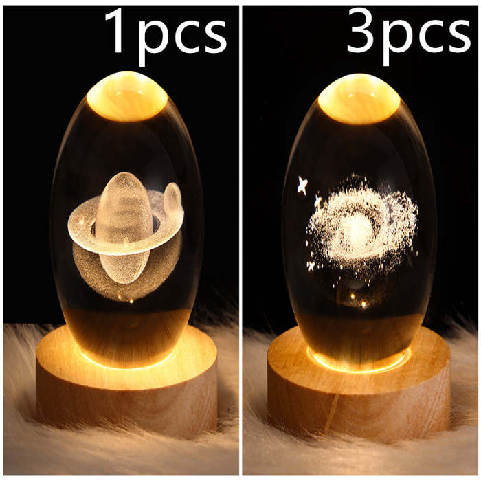 3D galaxy crystal ball LED night light