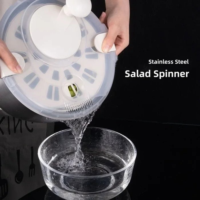 Electric Salad Spinner - Lettuce spinner w/ Plastic Squeeze bottle, Fruit Washer Spinner Dryer w/ Bowl & Colander, Large Salad Dryer Mixer for Vegetables, Herbs, Berries