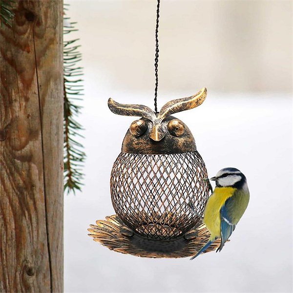 Vintage Iron Owl Bird Seed Feeder