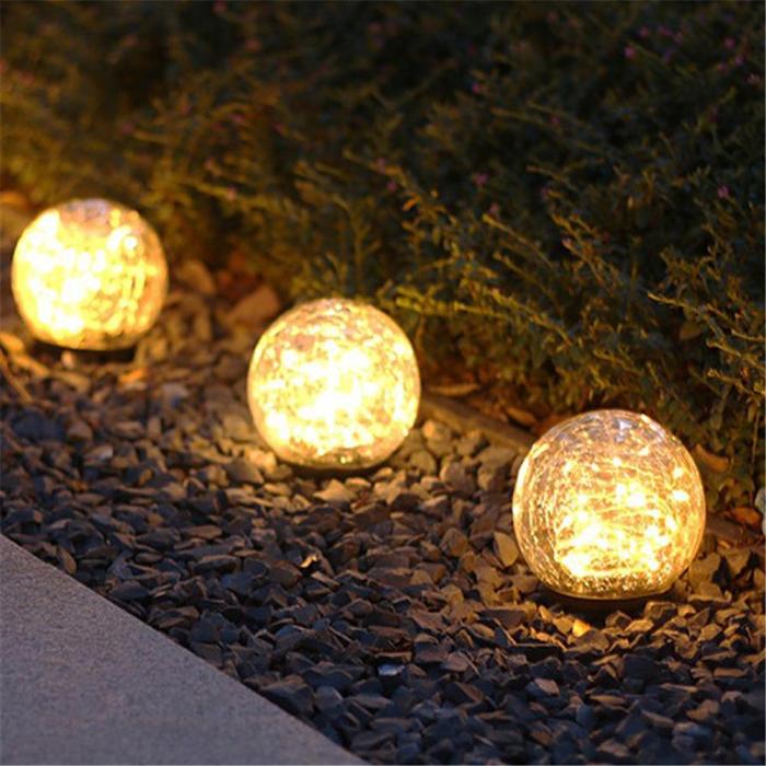 LED Solar Garden Light Cracked Glass Ball