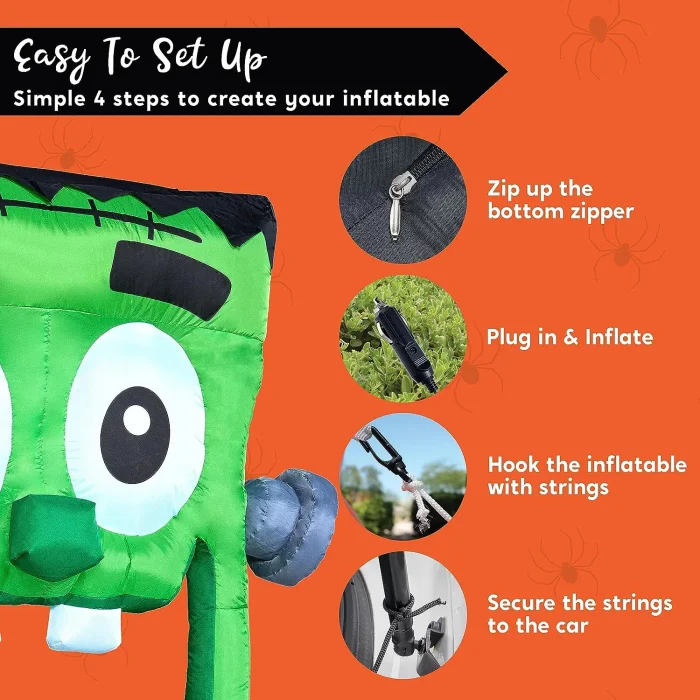 4.3ft Halloween Inflatable Zombie Car Decoration