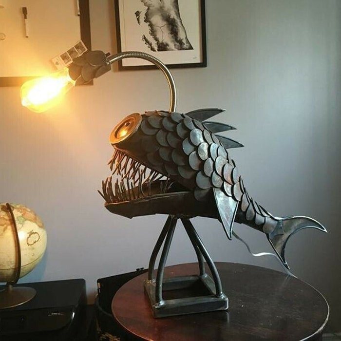 Shark Night Light-Rustic Style Fish Statue Lightning