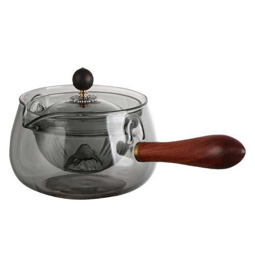 Rotary glass teapot with infuser.