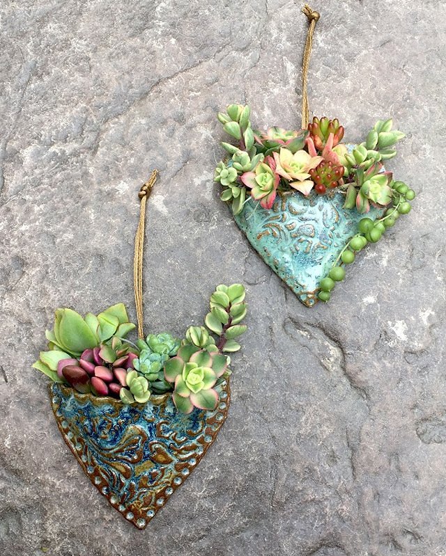 Planting Succulent Heart Pocket Planter