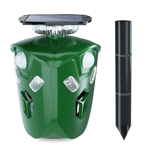360° Electric Solar Powered Ultrasonic Repeller with Motion Sensor LED Flashing Lights