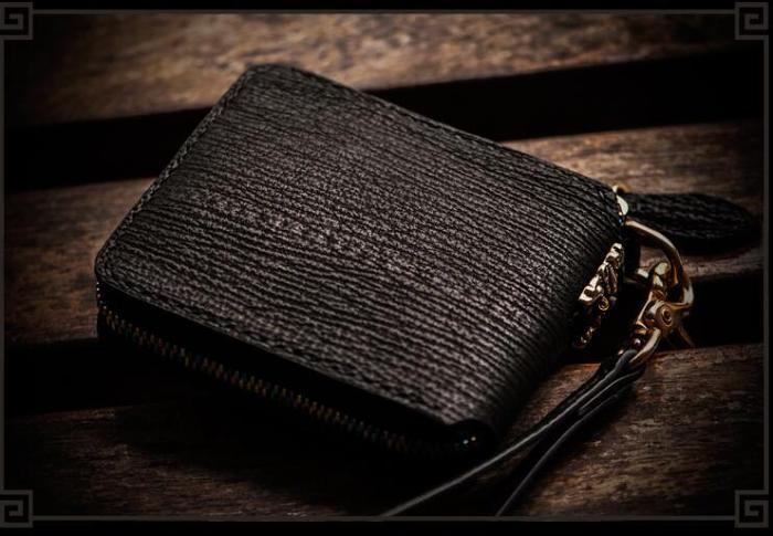 Handmade Leather Small Tooled Mens billfold Wallet Cool Chain Wallet Biker Wallet for Men