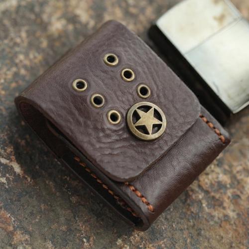 Cool Mens Leather Zippo Lighter Case with Loop Leather Zippo lighter Holder with Clip