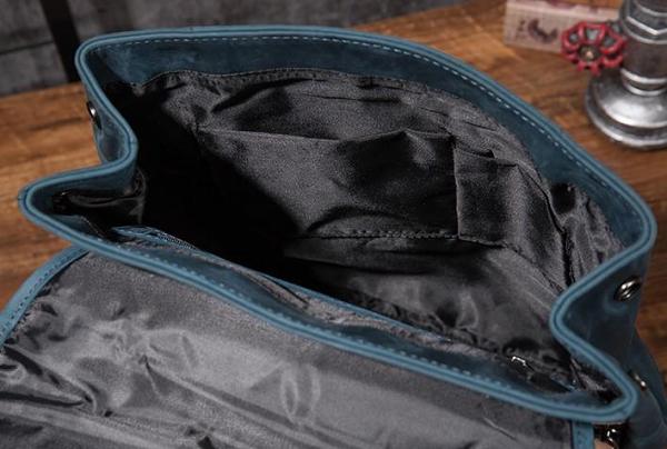 Cool Mens Blue Leather Backpack School Backpack Leather Laptop Backpack for Men