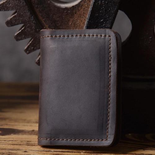 Handmade Leather Mens Cool Wallet Card Slim Wallet Change Coin License Wallet for Men