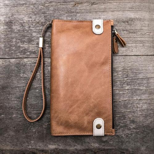 Leather Long Wallets for men Bifold Vintage Men Long Wallet