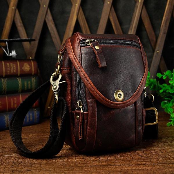 Leather Belt Pouch Mens Small Cases Waist Bag Hip Pack Belt Bag Fanny Pack Bumbag for Men
