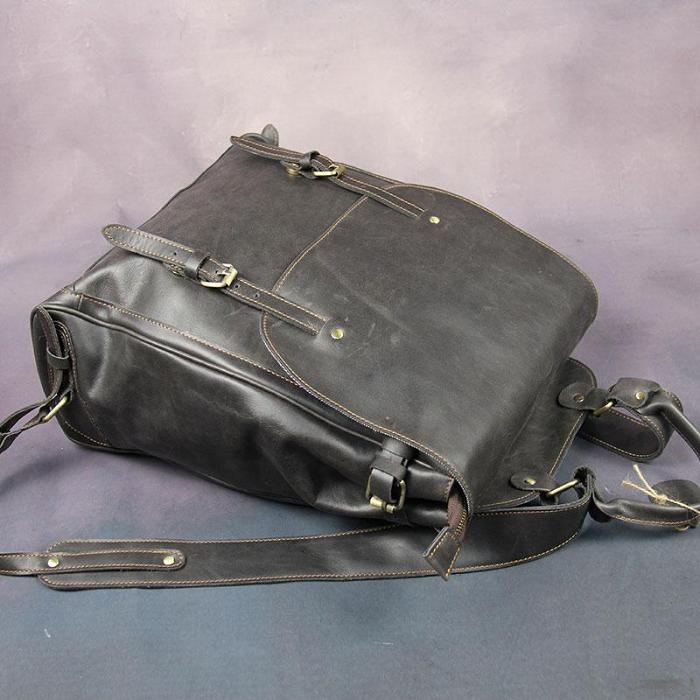Vintage Mens Leather 15inch Laptop Backpack Leather School Backpack Travel Backpack for Men