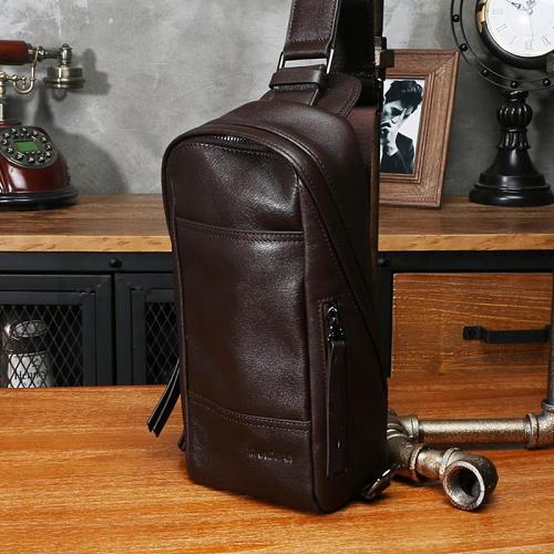 Leather Mens Sling Bag Sling Shoulder Bag Sling Backpack for men