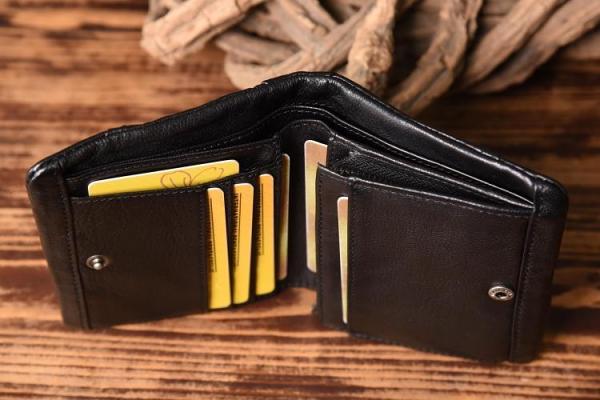Handmade Mens Cool billfold Leather Wallet Men Small Slim Wallets Bifold for Men