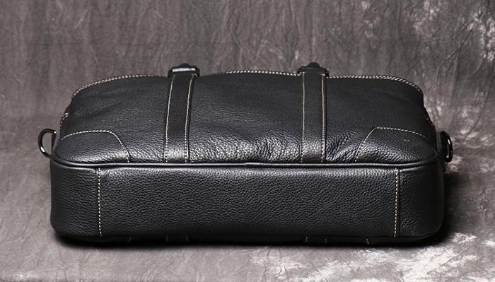 Black Leather Mens 15 inches Large Laptop Work Bag Handbag Briefcase Shoulder Bags Business Bags For Men