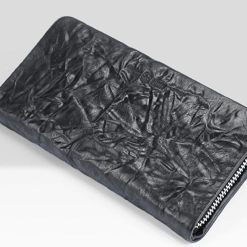 Handmade Leather Mens Cool Long Leather Wallet Zipper Clutch Wallet for Men