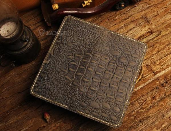 Handmade Leather Alligator Pattern Mens Cool Travel Long Wallet Card Holder Card Slim Clutch Wallets for Men