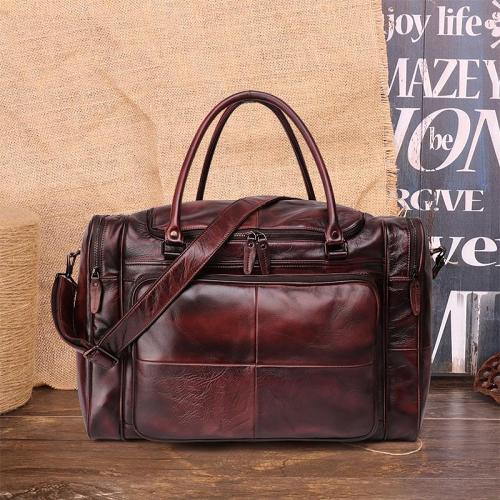 Cool Brown Leather Mens 15 Large Weekender Bag Black Business Travel Bag Tan Duffle Bag for Men