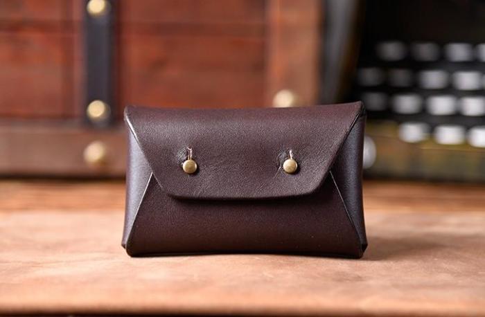 Handmade Leather Mens Cool Coin Change Leather Wallet Men Small Wallets Card for Men