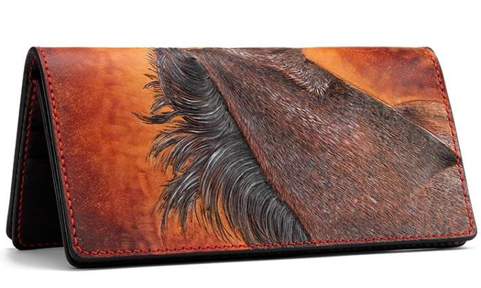 Handmade Leather Fine Horse Mens Chain Biker Wallet Cool Leather Wallet With Chain Wallets for Men