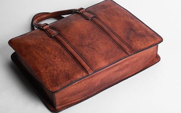 Handmade Leather Mens Cool Messenger Bag Briefcase Work Bag Business Bag Laptop Bag for men