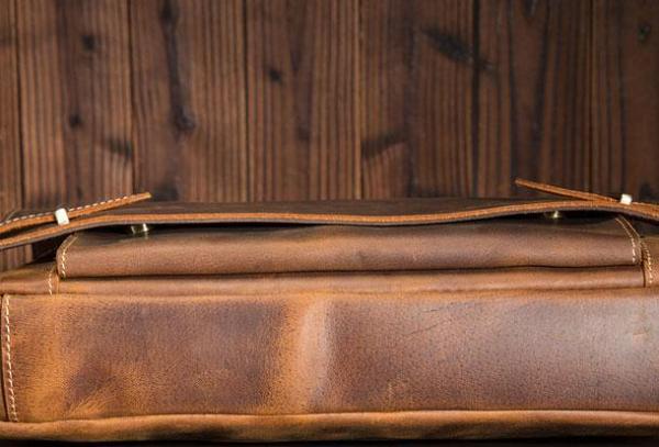 Cool Leather Mens Briefcases Business Briefcase Vintage Shoulder Bag HandBag for men