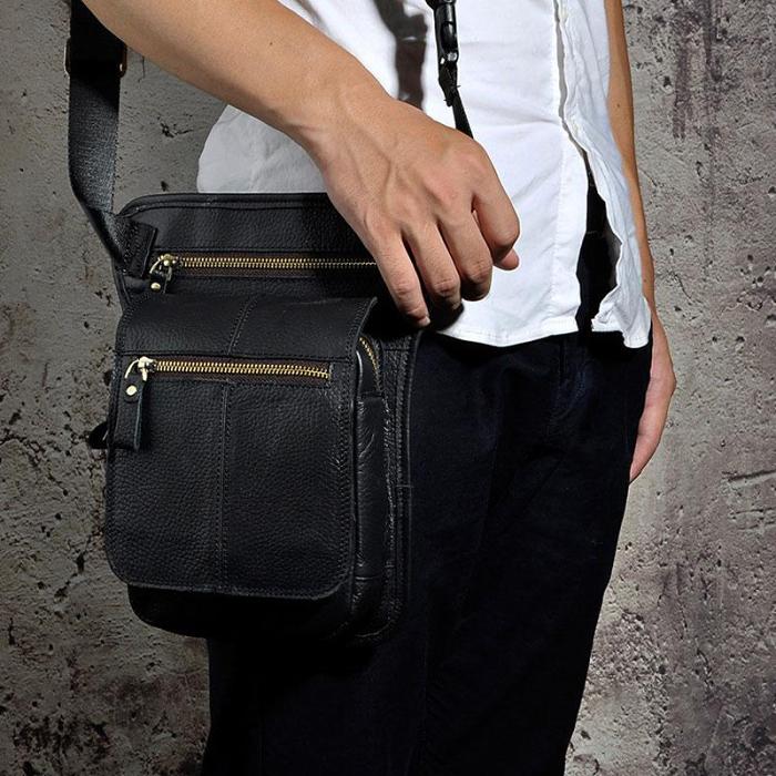 Cool Biker Mens Leather Drop Leg Bag Belt Pouch Waist Bag Side Bag Shoulder Bag for Men
